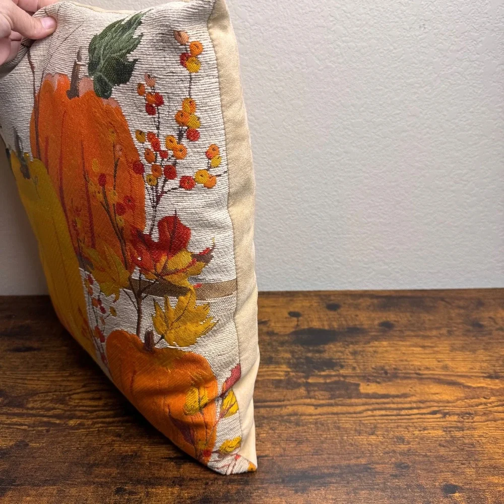 Brentwood Originals October Harvest Pumpkin Throw Pillow 18 x 18 Autumn Decor
